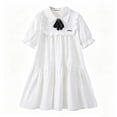 thumbnail image 6 of ATORRE Girls Mini Dress 2026 Stylish Plaid Turn-Down Collar Short Sleeve Flowy Dress Preppy Style Back-to-School Outfits White 7-8 Years, 6 of 9