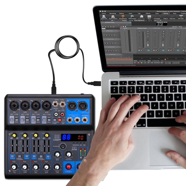 8 Channel Sound Mixer Board with , USB Flash Drives, 99 DSP Effects for Studio Stage Live Streaming