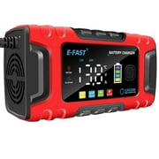 10A E-FAST Smart Battery Charger for Lifepo4/Lead Acid 12V/24V, Car/Truck/AGM/Boat Battery Maintainer with Temp Compensation & Desulfator.
