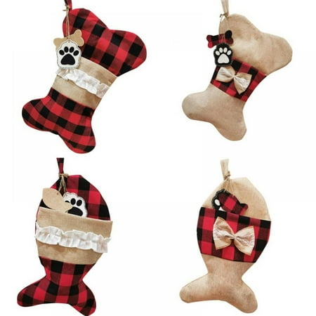 

Clearance Sale! New Knitted Snowflake Christmas Pet Socks Decoration Tree Pendant Gingbu Bone Fish Gift Bag