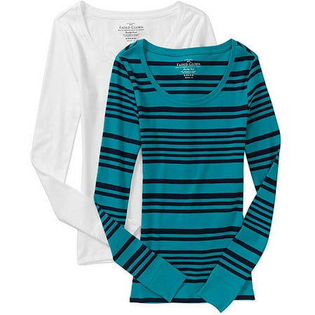 Faded Glory Women's Long Sleeve Scoop Tees, 2-pack
