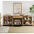 thumbnail image 3 of WAMPAT 3 in 1 Modern Sideboard with Adjustable Shelves and Drawer,Storage Cabinet with Glass Doors, Coffee Bar Cabinet for Living Room, Kitchen, Oak, 3 of 13