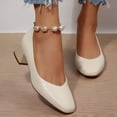 thumbnail image 7 of Rexoro Women Pumps V Cut Square Toe Mid Block Heels Dress Shoes Office Business, 7 of 7