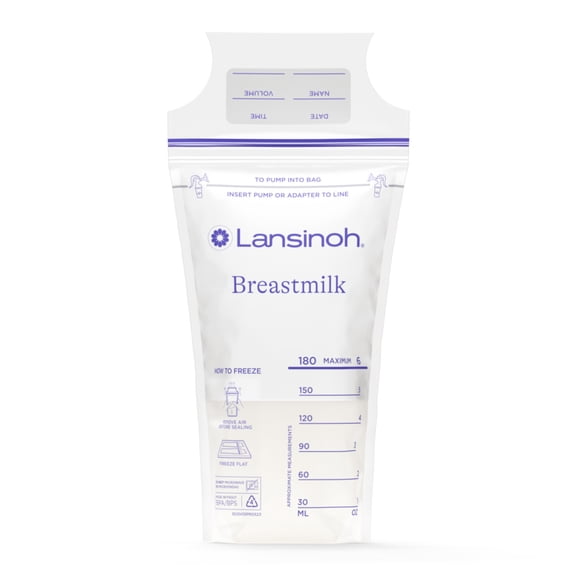 Lansinoh Breastmilk Storage Bags, 200 Count, Fast Freeze & Thaw, Breastfeeding Essentials, 6 oz