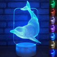 thumbnail image 1 of Dolphin 3D LED Optical Illusion Night Light,7 Color Change Touch Switch USB Powered Bedroom Decor Desk Lamp, 1 of 8