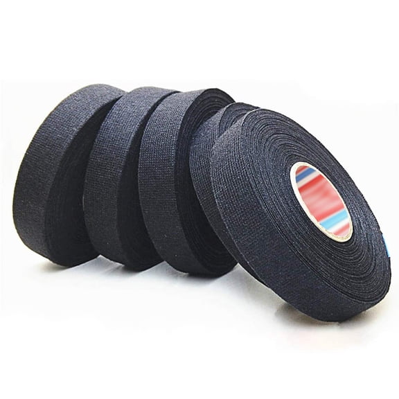 5 Pack Cloth Tape for Wire Loom Harness, Wiring Harness Cloth Tape Black Adhesive Fabric Tape for Automobile Electrical Wire Harness Noise Damping Heat Proof Fire Resistant 19 mm X 15m