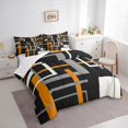 thumbnail image 3 of Homewish Minimalist Rectangle Lines Boy Girl 7-Piece Bedding Comforter Set,Abstract Geometric King Bedding Sets,Retro Vintage Ultra Soft Bed Sheets,Breathable Home Decor,Reversible, 3 of 8
