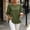 Army Green, variant on Qulqfy Cotton Boho Tops for Women Fall Casual Solid 3/4 Sleeve Army Green Scoop Neck Cute Pleat Ruffle Hem Outfits L