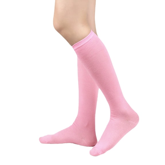 Knee High Socks for Women featuring Solid Color Design crafted with Opaque Elastic Fabric for Professional Office Wear and Everyday Comfort Wear Pink