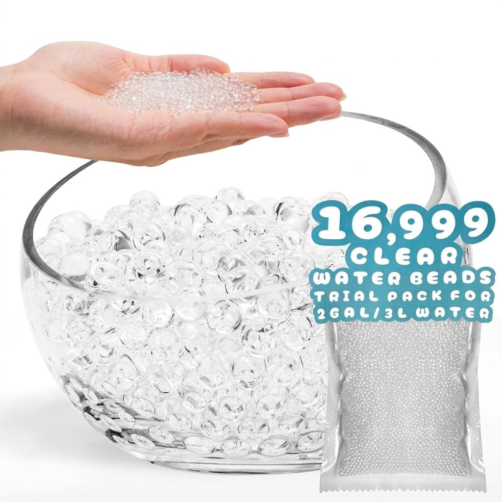 ANZON MORIES Clear Water Beads (16999 Pcs Trial pack) 3 Size Options, Gel Bead for Wedding Centerpiece Decoration, Vase Fillers, Floating Candle