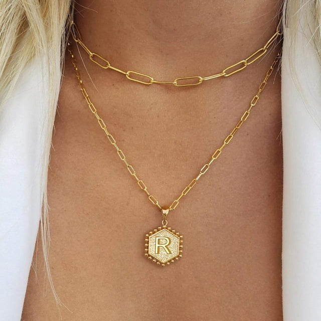Colliers Initiaux en Or pour Femmes Colliers en Or pour Femmes A Z 26 Alphabet Colliers Initiaux pour Adolescentes Bijoux Colliers Déclaration pour Femmes Collier pour Hommes Pendentif Collier Rose Collier Ras du Cou Rose