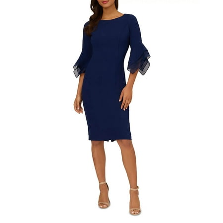 Adrianna Papell Knit Crepe Tiered Sleeve Dress