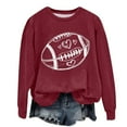 thumbnail image 2 of HOMBOM Womens Football Sweatshirt Casual Pullover Lightweight Hoodless Long Sleeve Crew Neck Tops for Women Wine, 2 of 3