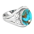 thumbnail image 3 of Copper Blue Turquoise 925 Sterling Silver Handmade Ring, 3 of 10