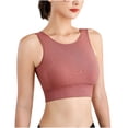 thumbnail image 2 of Women's Sports Bra Yoga Solid Sleeveless Cold Shoulder Casual Tanks Blouse Tops Intimates Bras for Women Red S, 2 of 5