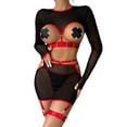 thumbnail image 1 of Harpily 2025 Intimates Women's Fun Underwear 5 Piece Set Clearance Hollow Lace Personalized Long Sleeve Top With Leg Rings, 1 of 6