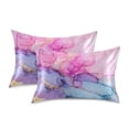 thumbnail image 2 of Haosy Satin Pillowcase for Hair and Skin Standard Cooling Silk Pillow Case with Envelope Closure Pink Purple Blue Marble 20"x26", 2 of 9
