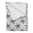 thumbnail image 2 of Nautical Soft Flannel Fleece Throw Blanket, Starfish Pattern on Uneven Stripes with Dots Monochromatic Image, Cozy Plush for Indoor and Outdoor Use, 50" x 60", Charcoal Grey and White, by Ambesonne, 2 of 5