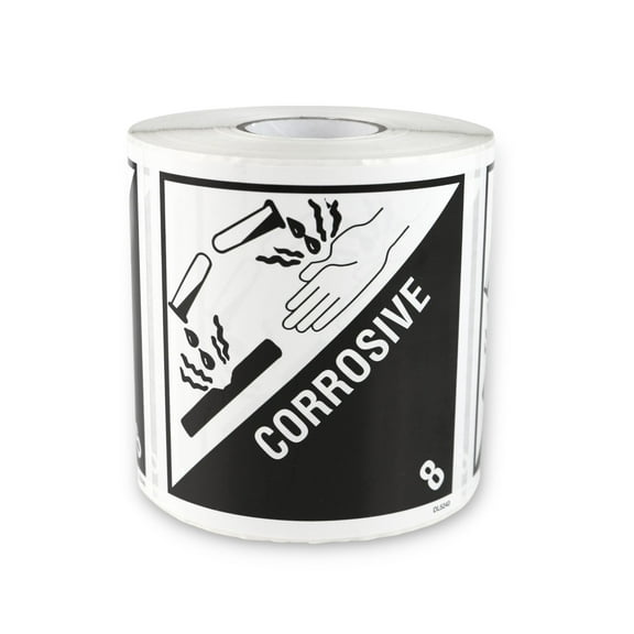 FindTape Regulated DOT Shipping Labels [Manufactured in USA]: 4 in. x 4 in. (Hazard Class 8 "CORROSIVE") 500-labels
