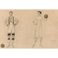 thumbnail image 2 of Léon Bakst 14x11 Black Ornate Wood Framed Double Matted Museum Art Print Titled: Costume Study for ‘Jeux’ (1913), 2 of 5