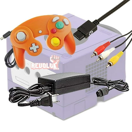 System Adapter Kit Gamecube Video Game Console Starter Kit by REVOLT Gamer - Original Type Wired Gamepad Controller, AC Adapter, and AV Composite Cable (Orange) ()