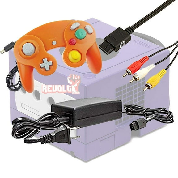 Gamecube Video Game Console Starter Kit by REVOLT Gamer - Original Type Wired Gamepad Controller, AC Adapter, and AV Composite Cable (Orange)