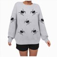 thumbnail image 4 of NOLDARES Halloween Sweatshirts for Women Spider Sweater Cute Spooky Shirt Fall Winter Spooky Pullover Tops,Light Gray,L, 4 of 6
