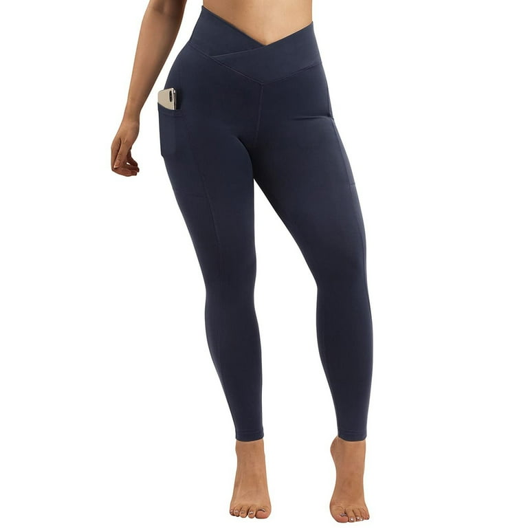 MRULIC yoga pants Women V Waist Lifting Leggings With Pockets High Waisted  Yoga Pants yoga pants women Navy Blue + M 