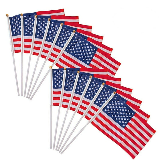 50pcs USA Flag American Hand Waving Flags 14*21cm
