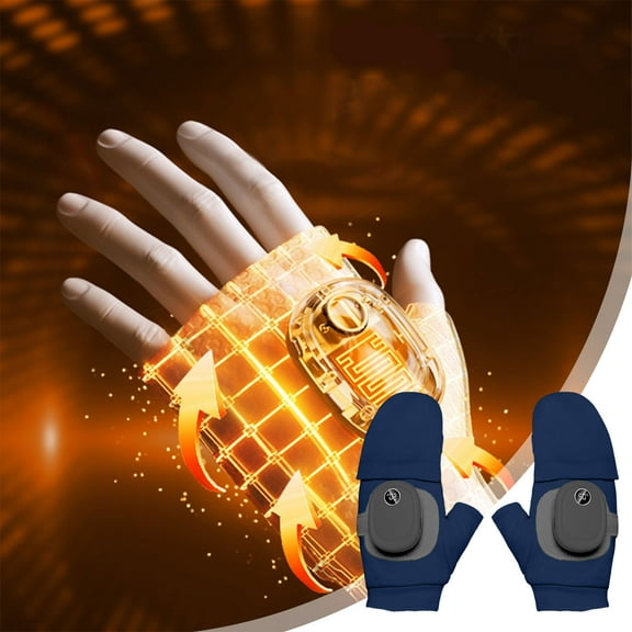 Heated Gloves,Rechargeable Electric Hand Warmers with Upgraded Smart Thermostatic Control,3 Adjustable Temperature Fingerless Heating Gloves for Cycling,Outdoor Snow,Cold Weather