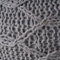 thumbnail image 4 of Ottoman Pouf, 20 Inch Round Shape, Knitted Boho Design, Gray Wool, 4 of 5