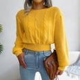thumbnail image 2 of Aayomet Cardigan for Women Dressy Women's 2023 Fall Sweaters Long Balloon Sleeve Boat Neck Knit Pullover Jumper,Yellow L, 2 of 5