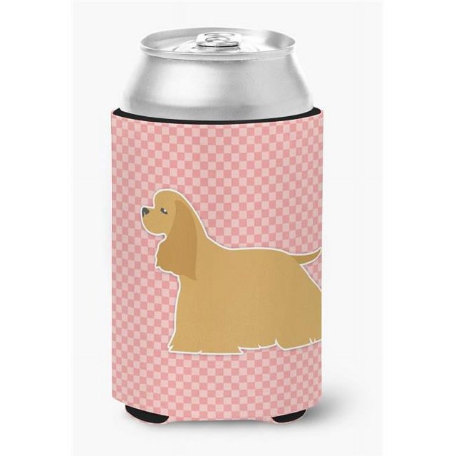 Carolines Treasures BB3586CC Cocker Spaniel Checkerboard Pink Can or Bottle Hugger