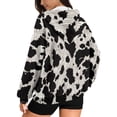 thumbnail image 2 of Renewold Black Cow Zebra Print Women's Oversized Casual Hoodies Fleece Jackets Hoodies Drop Shoulder Pullover Full Zip Long Sleeve Fleece Sweatshirts Y2K Jackets Sweater for Ladies Girls, XL, 2 of 7