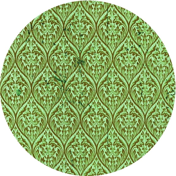 Ahgly Company Indoor Round Patterned Olive Green Area Rugs, 8' Round