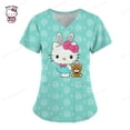 thumbnail image 5 of Camisetas de manga corta para mujer, uniforme de enfermera con estampado de Hello Kitty, cuello en V, bolsillo, para trabajadores de la salud, ropa de trabajo clínica, 5 of 5