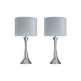 thumbnail image 2 of 24" Polished Nickel Table Lamp w/ Flared Body & Silver Linen Drum Shade (Set of 2), 2 of 9