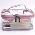 thumbnail image 3 of Bolsa de maquillaje transparente impermeable para mujer neceser de gran capacidad Ehuebsd de PVC organizador de artículos de aseo personal portátil estuches de almacenamiento, 3 of 7