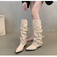 thumbnail image 4 of Knee High Boots Women Wedge Heel Slouchy Tall Boots Zipper Pointed Toe Dress Fall Long Boot for Women, 4 of 16