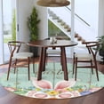 thumbnail image 3 of Round Area Rug 8 Ft, Easter Washable Non-Slip Circle Carpet for Living Room/Bedroom, Spring Rabbit Ear Eggs Floral Green Wooden Grain Collection Low-Profile Large Area Rugs for Indoor, 3 of 8