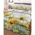 thumbnail image 3 of Quilts Twin Size Bedding Set, Sunflower Lightweight Quilted Comforter, Summer Eucalyptus Botanical Floral Retro Soft Reversible Bedspread Coverlet with Pillow Covers for All Season, 68" x 86", 3 of 7