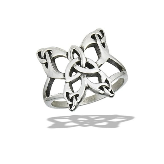 Cute Celtic Butterfly Ring Stainless Steel Triquetras Love Band Gray Jewelry Female Male Size 11