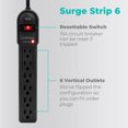 thumbnail image 2 of KMC Surge Protector Power Strip, 6-Outlet, 10-Pack, 2-Foot Cord, 735 Joules, Black, 2 of 8
