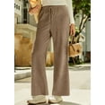 thumbnail image 3 of DOKOTOO Corduroy Pants for Womens Casual High Waisted Drawstring Wide Leg Pants Trousers with Pockets, 3 of 7