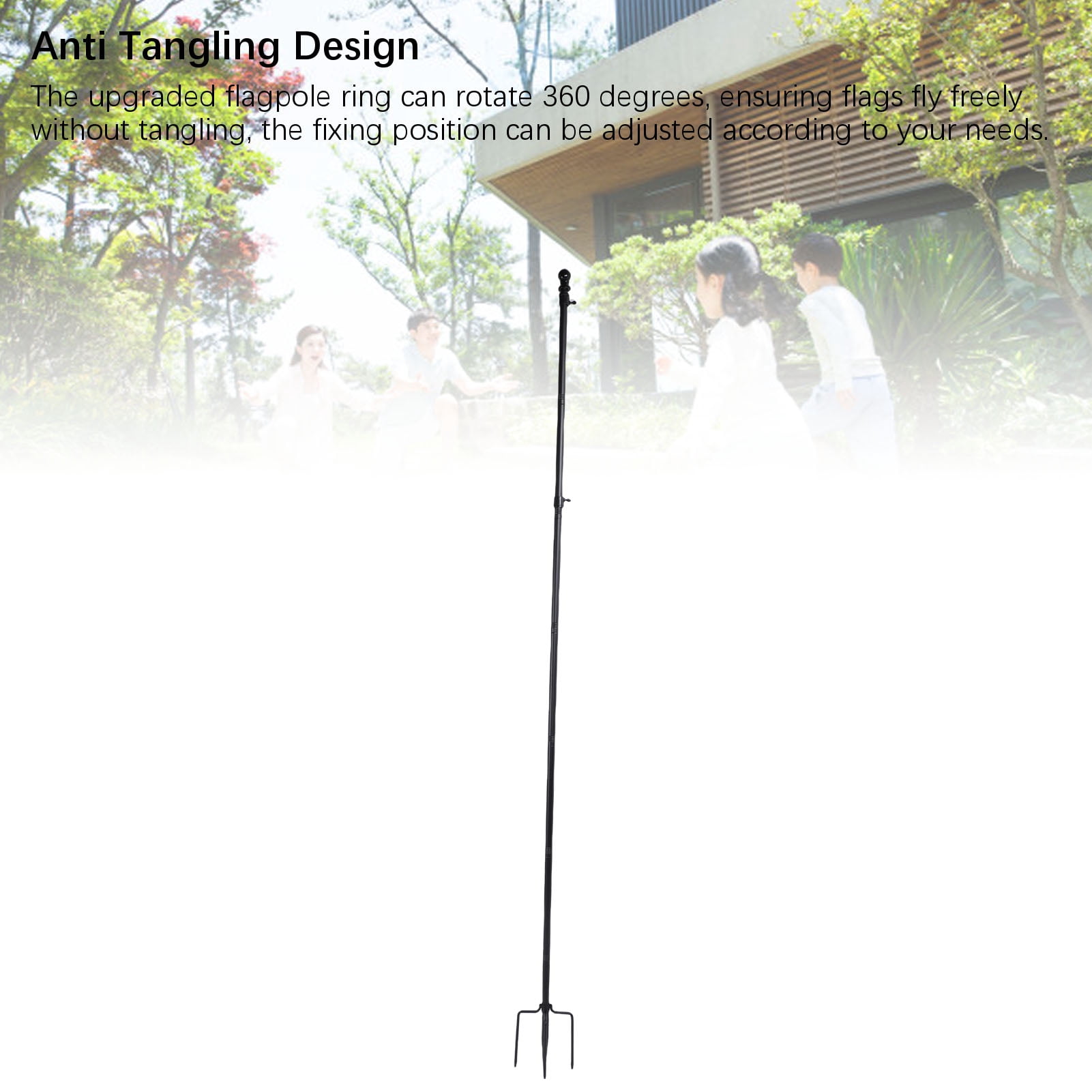 M Buder 10 FT Ground Flag Pole, Thickened Stainless Steel Outdoor Flagpole with 5 Prong Base, 120 Inches / 300 cm Heavy Duty Garden Yard Flagstaff for American Flags