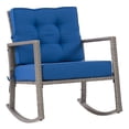 thumbnail image 4 of CorLiving Parksville Resin Wicker and Steel Outdoor Rocking Chair with Cushions and Arm Rests, Grey/Blue, 4 of 9