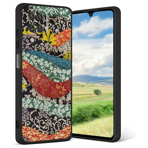 apanese-traditional-textile-3 Phone Case, Degined for Samsung Galaxy A42 Case Men Women, Flexible Silicone Shockproof Case for Samsung Galaxy A42