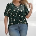 thumbnail image 2 of TQWQT Womens Plus Size Tops Dressy Casual Sexy Shirts Short Sleeve V Neck Criss Cross Floral Graphic T-Shirt Summer Tunics Blouses 2XL, 2 of 6