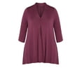 thumbnail image 5 of Avenue Women's Plus Size Ellis Plain 3/4 Sleeve Relaxed Fit Tunic Top, 5 of 6