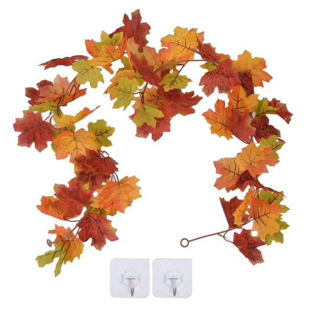 Guirnalda de otoño, Guirnalda de Vid Colgante de Hoja de Arce para Halloween, decoración de otoño, Fiesta, Festival, Decoraciones de Mesa de Acción de Gracias(Ratán de Hoja de Arce Doble Secció